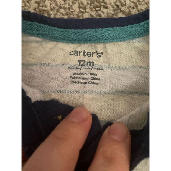 Carter's Baby Boy Striped Henley Romper Size 12M Multicolor - Picture 2 of 2